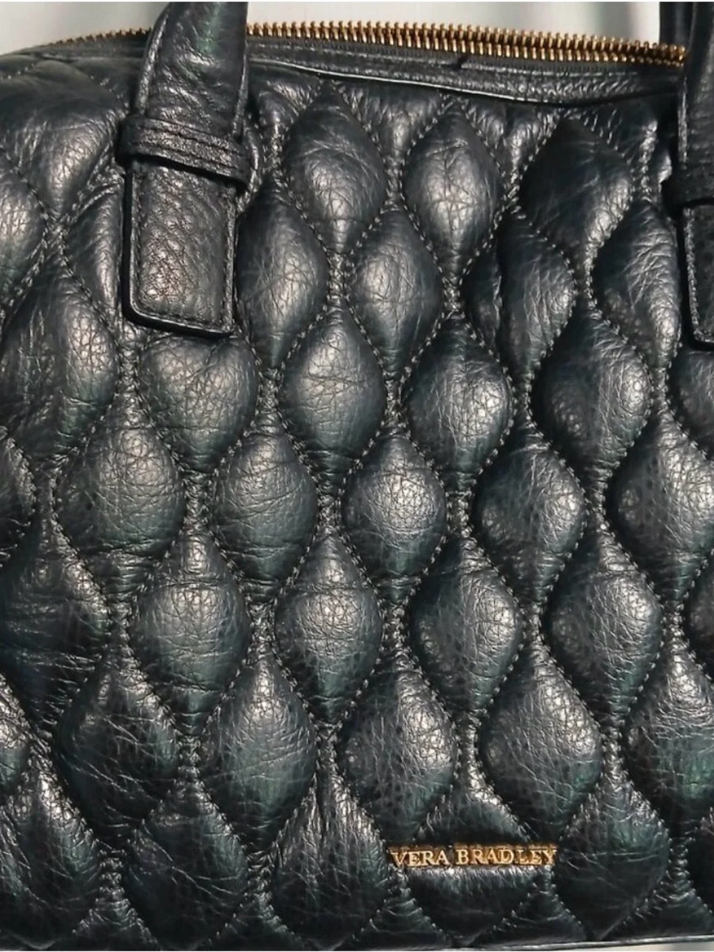 Vera Bradley Black Quilted Leather Satchel